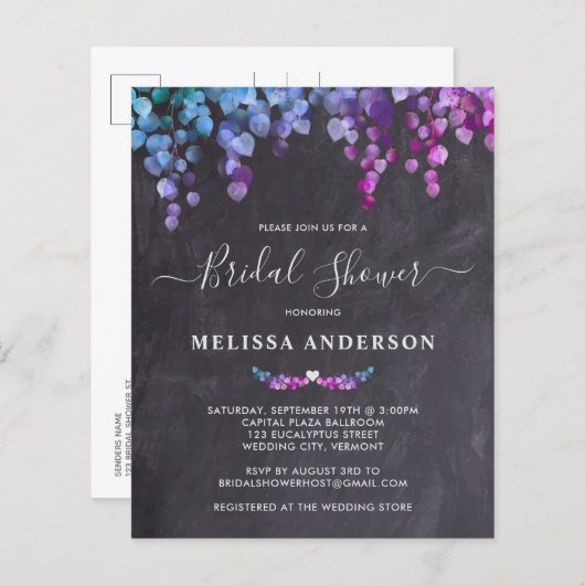 バジェットユ素朴ーカリプトゥスグリーンブライダルシャワー (正面/裏面)