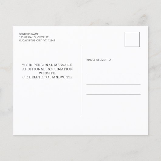 バジェットユ素朴ーカリプトゥスグリーンブライダルシャワー (裏面)