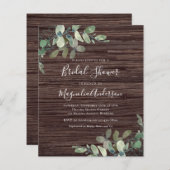 バジェットユ素朴ーカリプトゥスブライダルシャワー招待 (正面/裏面)