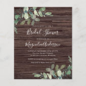 バジェットユ素朴ーカリプトゥスブライダルシャワー招待 (正面)