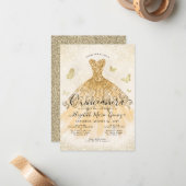 バジェットライトイエロー金ゴールドグリッターガウンキンセアニェラ ノートカード (正面/裏面インサイチュ)