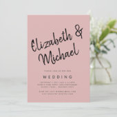 バジェットライトダスティバラピンクモノク結婚ロの 招待状 (スタンド正面)