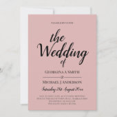 バジェットライトダスティバラピンクモノク結婚ロの 招待状 (正面)