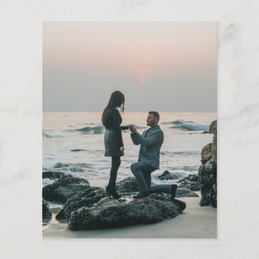 バジェットライトブルーフォトフローラ結婚式の招待 (裏面)