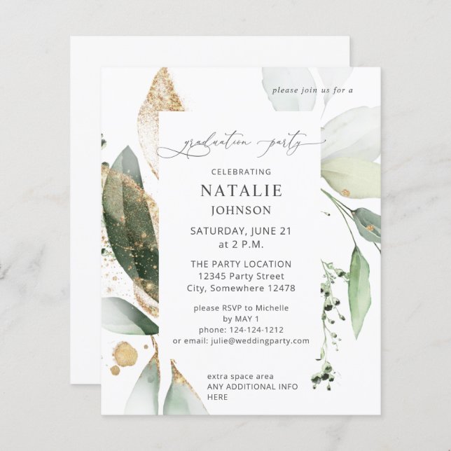 バジェットライトユーカリプトゥスグロー金ゴールド卒業パーティー (正面/裏面)