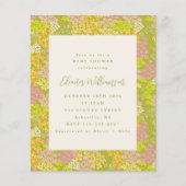 バジェットライムグリーンフローラベビーシャワー招待状 (正面)