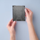 バジェットラグジュアリーエレガントグレイフラリッシュウェディング招待 チラシ (手)