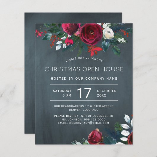 バジェットラスティッククリスマスオープンハウス招待状 (正面/裏面)