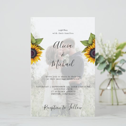 バジェットラスティックフォトQR RSVP結婚式招待状 (スタンド正面)