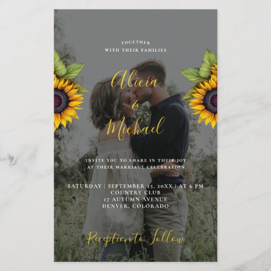 バジェットラスティックフォトQR RSVP結婚式招待状 チラシ (正面)