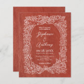 バジェットラストテラコッタフローラ結婚式招待状 (正面/裏面)