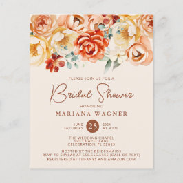 バジェットラストベージュロマンチックフローラブライダルシャワー