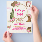 バジェットラストロデオ女性のカーボーイブライダルシャワー チラシ (手)