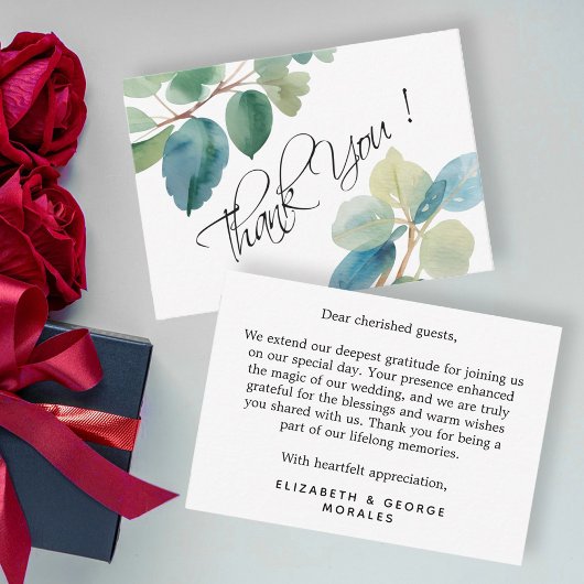 バジェットラッシュユーカリプトゥスグリーンリーサンキューバッド ノートカード