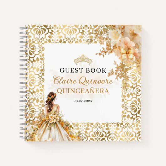 バジェットラディアント金ゴールドフローラキンセアニェラゲストブック ノートブック (正面)