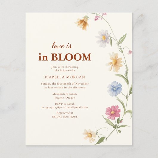 バジェットラブは開花花ブライダルシャワー (正面)