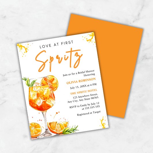 バジェットラブアットファーストスピリッツブライダルシャワー招待状