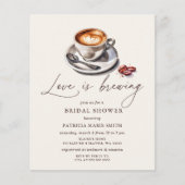 バジェットラブイズブルーイングコーヒーブライダルシャワー招待状 (正面)