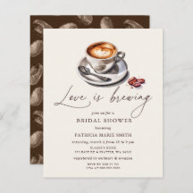バジェットラブイズブルーイングコーヒーブライダルシャワー招待状