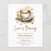 バジェットラブイズブルーイングコーヒーブライダルシャワー招待状 (正面)