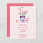 バジェットラブズスイートピンクブライダルシャワー招待状 (正面/裏面)