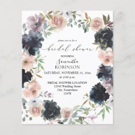 バジェットラベンダーネイビー&ピンクブライダルシャワー チラシ