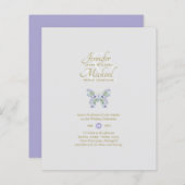 バジェットラベンダーバタフライ結婚式招待状 (正面/裏面)