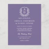 バジェットラベンダーパープルクレスト結婚式招待状 チラシ (正面)