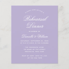バジェットラベンダーパープルリハーサルディナー招待状