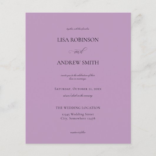 バジェットラベンダーパープル結婚書道のフライヤー チラシ (正面)