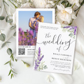 バジェットラベンダーフローラQRコード結婚式招待状