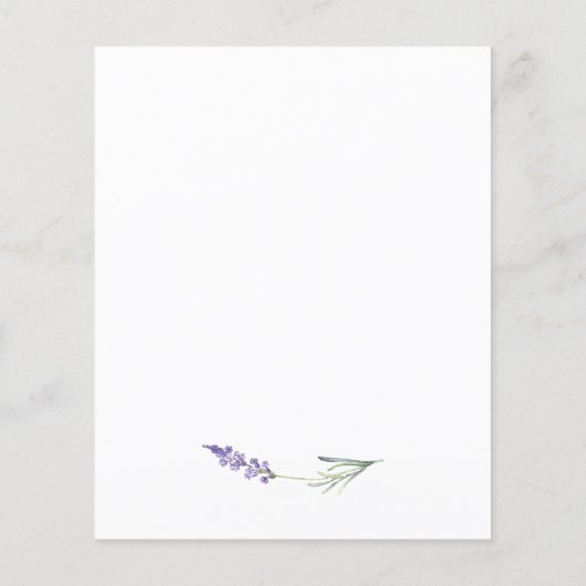 バジェットラベンダーブライダルシャワー招待 (裏面)