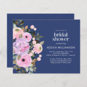 バジェットラベンダーブルーフローラブライダルシャワー招待状 (正面/裏面)