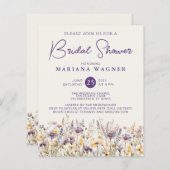 バジェットラベンダーベージュワイルドフラワーズブライダルシャワー (正面/裏面)