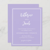 バジェットラベンダーモダン結婚式招待状 (正面/裏面)