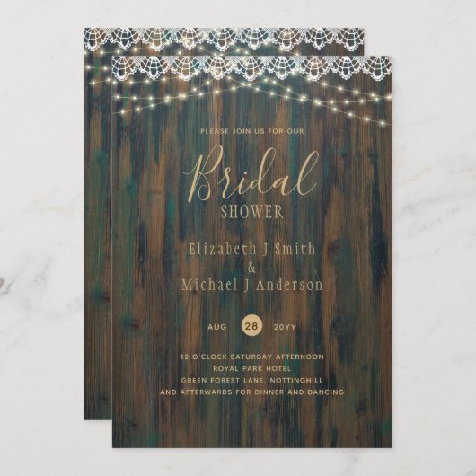 バジェットラ素朴イツレースブライダルシャワー 招待状 (正面/裏面)