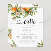 バジェットリトルかわいこちゃんオレンジベビーシャワー招待状 (正面/裏面)