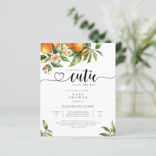 バジェットリトルかわいこちゃんオレンジベビーシャワー招待状 (スタンド正面)
