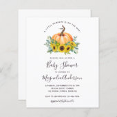 バジェットリトルカボチャ秋ベビーシャワー招待状 (正面/裏面)