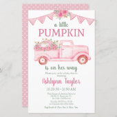 バジェットリトルカンプキンガールベビーシャワー招待状 (正面/裏面)