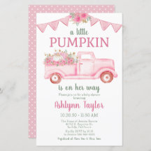 バジェットリトルカンプキンガールベビーシャワー招待状