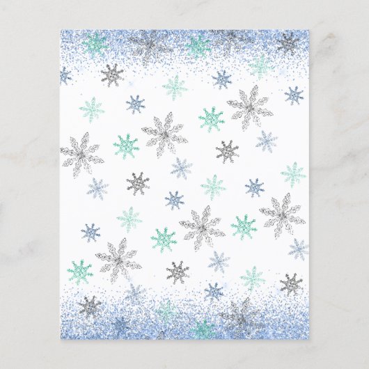 バジェットリトルスノーフレークベビーシャワー招待状 (裏面)