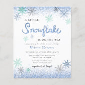 バジェットリトルスノーフレークベビーシャワー招待状 (正面)