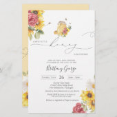 バジェットリトルハニービーベイビーシャワー招待状 (正面/裏面)