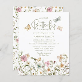バジェットリトルバタフライガールベビーシャワー招待状