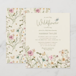 バジェットリトルワイルドフラワーガールベビーシャワー招待状