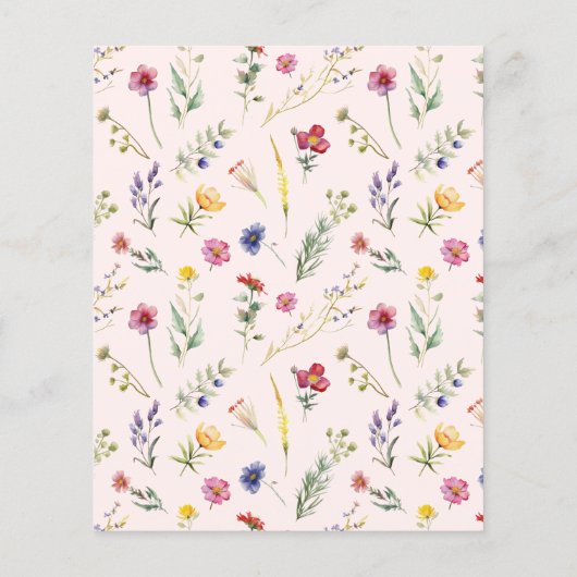 バジェットリトルワイルドフラワーフローラベビーシャワー招待状 (裏面)