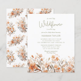 バジェットリトルワイルドフラワーボホーベイビーシャワー招待状
