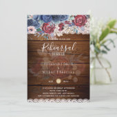 バジェットリハーサルディナーバーガンディーブルーフローラレース 招待状 (スタンド正面)