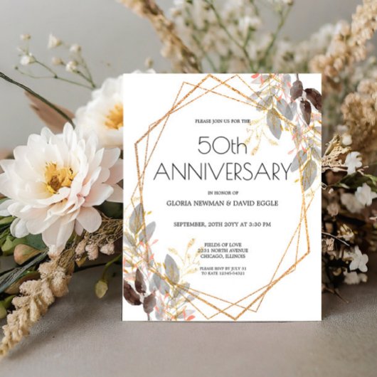 バジェットリーフィー金ゴールド幾何学結婚式招待状